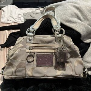 Coach poppy Beige and Silver Satchel